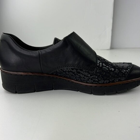 Rieker black slip on loafer shoe - Picture 8 of 14